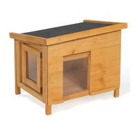 IDMarket - Caseta para Gatos de Madera con Puerta Basculante de Lamillas