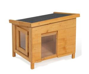 IDMarket - Caseta para Gatos de Madera con Puerta Basculante de Lamillas