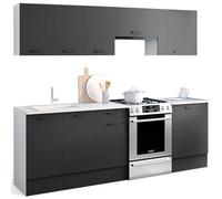 IDMarket - Cocina completa 240 cm sutil con encimera 7 elementos blanco y gris