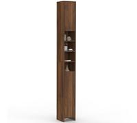 IDMarket - Columna de baño TOMI con 2 puertas y 4 nichos en tono nogal