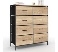 IDMarket - Cómoda 8 cajones de tela Utah 80 cm, mueble de almacenamiento, diseño industrial