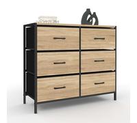 IDMarket - Cómoda con 6 cajones de tela Utah 80 cm, mueble de almacenamiento, diseño industrial