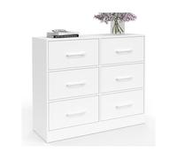 IDMarket - Cómoda de 6 cajones en tela UPPAH 80 cm Mueble de almacenamiento de madera blanca