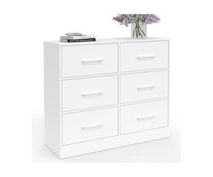 IDMarket - Cómoda de 6 cajones en tela UPPAH 80 cm Mueble de almacenamiento de madera blanca
