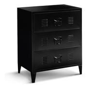 IDMarket - Cómoda Ester 60 cm 3 cajones metal negro diseño industrial