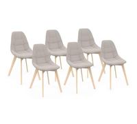 IDMarket - Conjunto de 6 sillas escandinavas Gaby tela beige para comedor