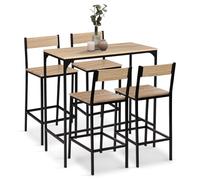 IDMarket - Conjunto de mesa alta de bar Detroit 100 cm y 4 sillas de bar diseño industrial