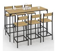 IDMarket - Conjunto de mesa alta de bar Detroit 150 cm y 6 sillas de bar diseño industrial