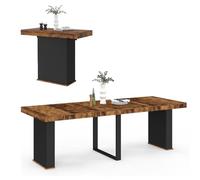 IDMarket - Consola extensible Eden para 10 personas 235 cm, efecto envejecido y negro, madera
