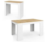 IDMarket - Consola extensible ORLANDO 6 plazas 140 cm madera blanca y haya contrachapada