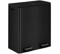 IDMarket - Cubo de basura de cocina (2 x 30 L, 2 cubos extraíbles y pedales de metal), color negro