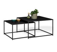 IDMarket Davis 60/70 - Juego de 2 mesas bajas anidadas de metal, color negro mate