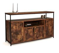 IDMarket Dayton - Aparador 4 puertas 140 cm con nicho efecto envejecido, diseño industrial