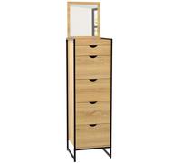 IDMarket - DETROIT Cómoda 5 cajones + 1 espejo 40 cm mueble recibidor de diseño industrial