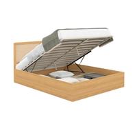 IDMarket EDHEN - Cama doble (140 x 190 cm), color madera | Con cabecero de cama y somier
