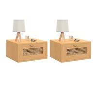 IDMarket EDHEN - Juego de 2 mesitas de noche para pared, 1 cajón para colgar cannado y madera