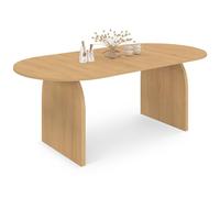 IDMarket Edith - Mesa de comedor extensible japandi oval de 6 a 10 personas de madera de haya 160 - 200 cm