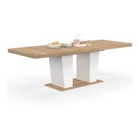 IDMarket ELIAD - Mesa de comedor extensible rectangular 8-12 personas, madera y blanco, 200-250 cm