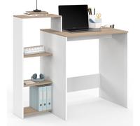 IDMarket - Escritorio con estantes laterales modulares Lilian, madera imitación de haya y blanco