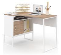 IDMarket - Escritorio de esquina Rob blanco y forma de haya nicho de almacenamiento y puerta de diseño industrial