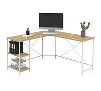 IDMarket - Escritorio esquinero en forma de L Detroit Design Industrial Madera y metal, color blanco
