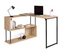 IDMarket - Escritorio esquinero giratorio 180° Detroit estante forma S diseño industrial