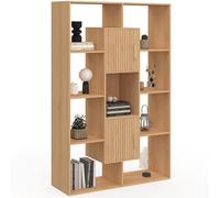 IDMarket - Estantería Colette con 11 compartimentos y 2 compartimentos efecto listones Juliette 143 cm