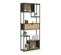 IDMarket - Estantería de 6 niveles asimétricos Detroit con cajón de diseño industrial (161 cm)