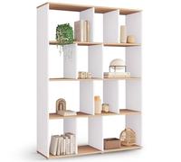 IDMarket - Estantería de biblioteca Jena de 4 niveles, blanco y efecto madera, 143 cm