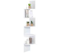 IDMarket - Estantería de pared de esquina ISA de 5 niveles blanca