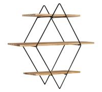 IDMarket - Estantería de pared rombo Lily 3 niveles Madera y metal, diseño industrial