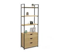 IDMarket - Estantería estantería de 4 niveles con 3 cajones Detroit Design Industrial
