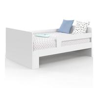 IDMarket Gaspard - Cama individual escalable 90 x 140/190 cm con somier y barreras madera blanca