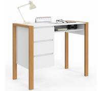 IDMarket Hugo - Escritorio escandinavo con 3 cajones y nicho blanco y madera