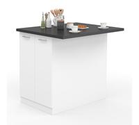 IDMarket - Ilot Central IVO 120 cm, color blanco con encimera gris antracita