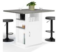 IDMarket - Isla central UGO de 110 cm con encimera de hormigón con efecto blanco y muebles de almacenamiento