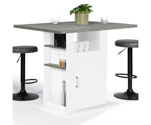 IDMarket - Isla central UGO de 110 cm con encimera de hormigón con efecto blanco y muebles de almacenamiento