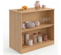 IDMarket - Isla de barro Juliette con efecto listones y listones de madera en color roble