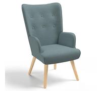 IDMarket Ivar - Sillón escandinavo en tejido verde Eucalipto