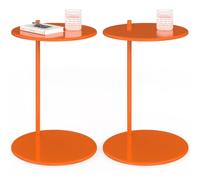 IDMarket - Juego de 2 mesas auxiliares redondas Leontine 40 cm, metal | Extremidades del sofá, mesitas de noche