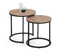 IDMarket - Juego de 2 mesas de bajo nido Detroit redondas 40/45 diseño industrial