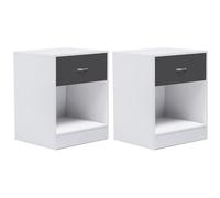 IDMarket Juego de 2 mesillas de noche de madera, con cajón, color gris | Con 1 cajón y 1 nicho