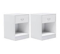 IDMarket - Juego de 2 mesillas de noche de madera en color blanco