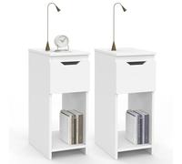 IDMarket - Juego de 2 mesitas de noche Anouk 1 cajón con nicho blanco