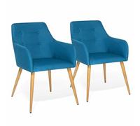 IDMarket - Juego de 2 sillas de comedor escandinavas, sillas de mesa Dania azul pato