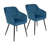 IDMarket - Juego de 2 sillas de comedor, sillas de mesa Mady de terciopelo azul pato