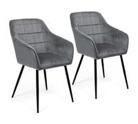 IDMarket - Juego de 2 sillas de comedor, sillas de mesa Mady de terciopelo gris claro
