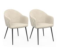 IDMarket - Juego de 2 sillas de comedor, sillones de mesa Moly de terciopelo gofrado, color beige