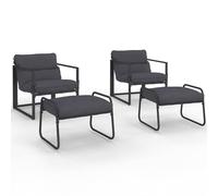 IDMarket - Juego de 2 sillones de jardín Marco con reposapiés gris cojines gris antracita
