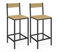 IDMarket - Juego de 2 taburetes de bar Detroit con respaldo de silla de cocina, diseño industrial